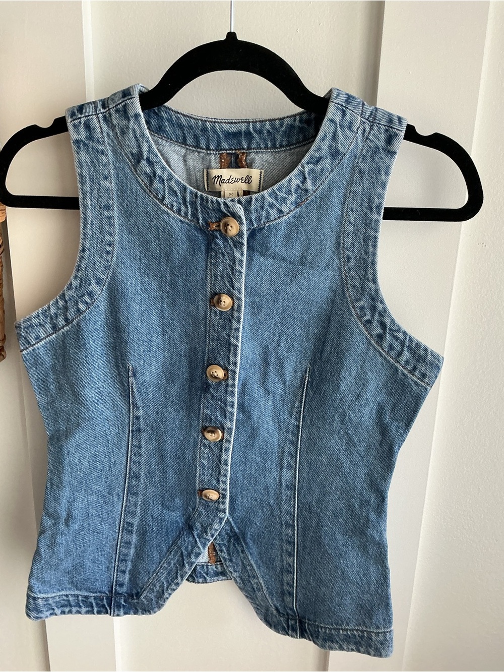 Madewell Kids Denim Button-Front Vest in Light Blue
